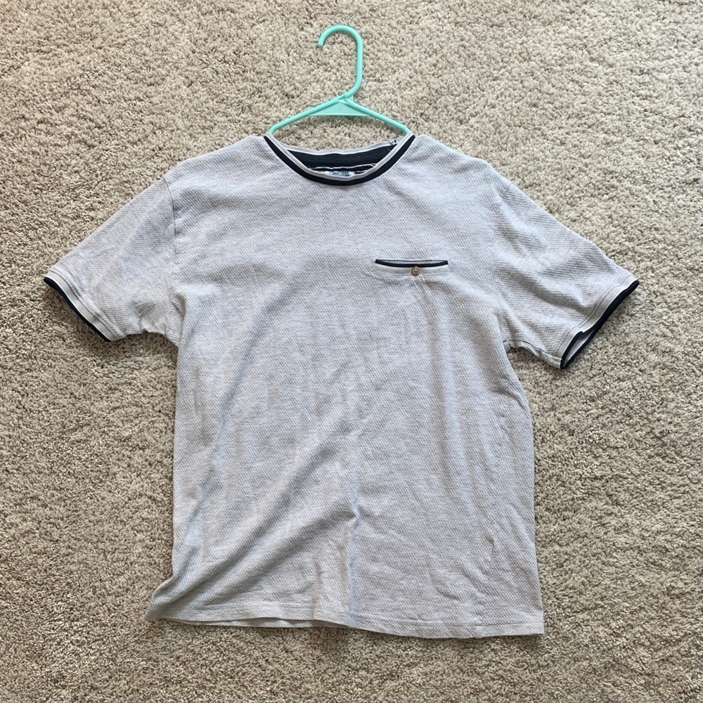 Denim & Flower Light Gray Tee with Black Accents